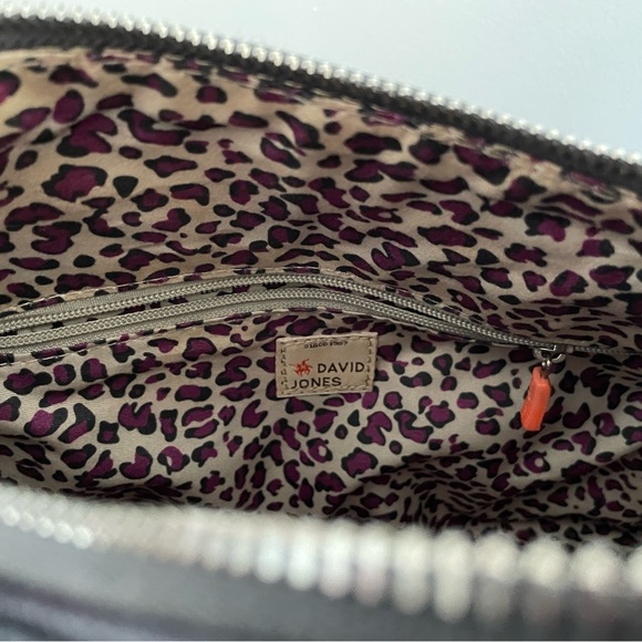 David Jones blue/black faux fur rock stud bag - Picture 2 of 5